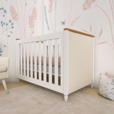 Berço Tudor Estofado Timber Branco/Marrom