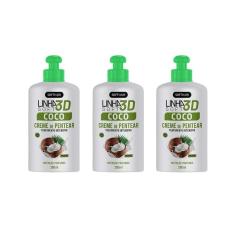 Creme Para Pentear Soft Hair 280Ml Coco 3D - Kit Com 3Un