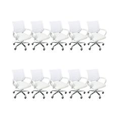 Kit 10 Cadeiras De Escritório Begonia Mesh Ergonômico Branco