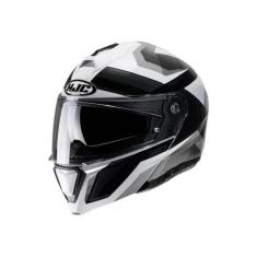 Capacete Hjc I90 Lark Preto Branco E Cinza E Preto 61 F016