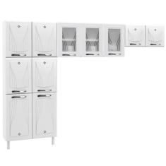 Cozinha de Aço Compacta Star New 11 Portas com Vidro Branco - Telasul,