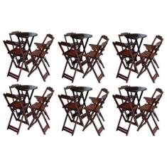 Kit 6 Jogos de Mesa Bistrô de Madeira com 4 Cadeiras Dobravel Ideal pa