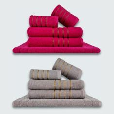 Jogo de Toalhas 10 pçs Coleção Montreal 100% Algodão Rosa+Cinza - Toal