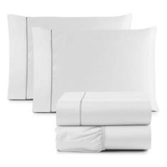 Jogo Cama King Size Macio 4 Peças Percal 600 Fios Branco - Casa Home