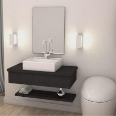 Bancada para Banheiro 80cm com Cuba Q39 Prateleira e Espelheira 806W Metrópole Compace