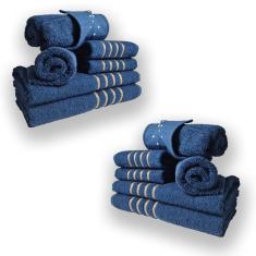 Jogo De Toalhas 12pcs 4 Banhos 4 Rosto 4 Tapetes Azul