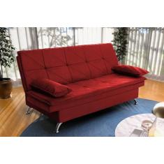 Sofá Cama Pérsia 3 Lugares Suede Velut Vermelho - King House