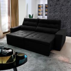 Sofá Retrátil Reclinável Arizona 2.30m Suede Velut Preto - King House