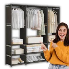 Guarda Roupa Dobrável Organizador De Roupas Portátil Multiuso Armário 