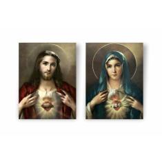 Kit 2 Quadros Canvas Religiosos Jesus Nossa Senhora 60X40Cm