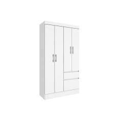 Guarda Roupa Solteiro Oregon 5 Portas de Bater 2 Gavetas MDP Branco-Neve Tcil Móveis