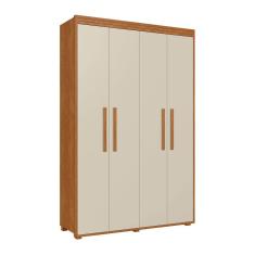 Guarda Roupa Solteiro Milão 4 Portas 2 Gavetas 100% MDF Branco Fênix