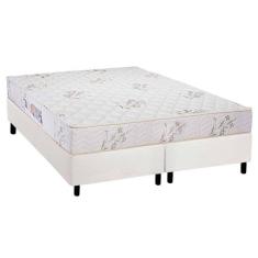 Cama Box Queen: Colchão Espuma Luckspuma D33 Supreme + Base CRC Courano White(158x198)