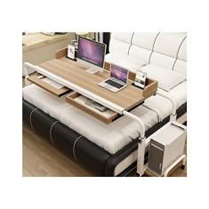 SilteD Mesa de cabeceira com rodinhas para laptop Mesa de cabeceira móvel com comprimento e altura ajustáveis, mesa de enfermagem de cama cruzada Mesa de computador
