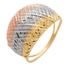 Anel de Ouro 18k Tricolor Feminino Treccia - Meu Anel, 26