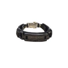 Pulseira De Couro Livrai-me Do Mal Amém Verniz Preto