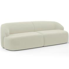 Sofá 3 Lugares Curvo Orgânico Living 250cm Barolo L06 Veludo Bege