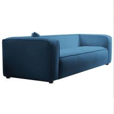 Sofá 3 Lugares 180cm Orgânico Luxo Recepção Cecília Linho Azul Royal