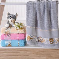 Kit Toalha de Banho e Rosto Infantil com Barra Ponto Cruz - Bene Casa,