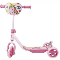 Patinete Infantil Triciclo com 3 Rodas Suporta Ate 30 Kg Altura do Guidao Regulavel Rosa