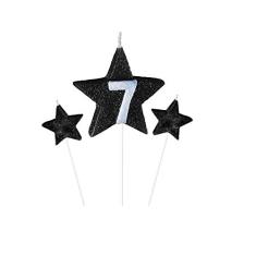 Vela de Aniversário New Star Preto - Número 7