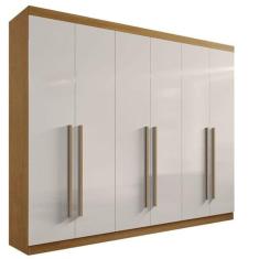 Guarda Roupa Casal 6 Portas 6 Gavetas - Da Vinci Plus-Cinamomo/Off White - Móveis D`Doro