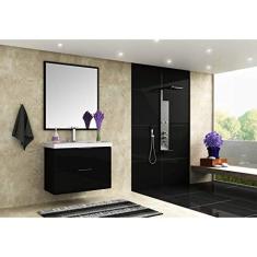 Gabinete para banheiro contendo balcão lavatório e espelho pietra 80cm móveis bosi