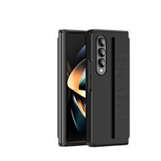 Capa de plástico rígido sedosa fosca para Samsung Galaxy Z Fold 5 4 3 2 Pulseira Capa de armadura elástica para Z Fold5 Fold4 Fold3, preta, para Z Fold 3