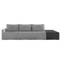 Sofá Ilha 3 Lugares Living 342cm Modulado Sala Lary Bouclê/PU Pto K01 - D`Rossi