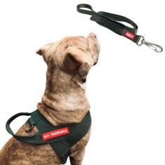 Coleira Peitoral com Guia para Cachorro  Modelo Estriado - Canadá K9 A