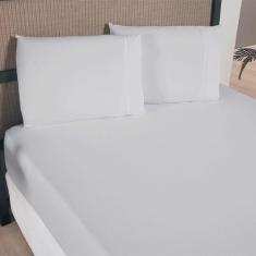 Kit Jogo Lençol Cama Queen Size 300 Fios Ponto Palito Macio - 3 Peças 