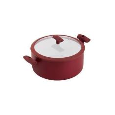 Caçarola Hercules Cerâmica 3L Tampa Vidro Vermelha, 3 litros, Caçarola