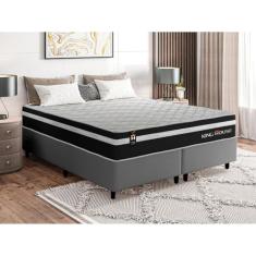 Conjunto Cama Box c/ Molas Ensacadas Durham Preto Queen 158x198x60