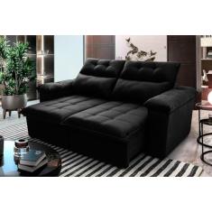 Sofá Retrátil Reclinável Verona 1.80m Suede Velut Preto Molas no Assento - King House