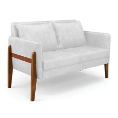 Sofá Namoradeira Lana Corano Base De Madeira - D`Rossi Branco