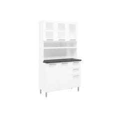 Cozinha Compacta Múltipla c/ 6 Portas (3 c/ Vidro) e 2 Gavetas Branco - Bertolini