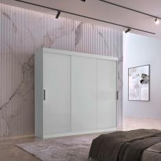 Guarda Roupa Casal Vitor em MDF com 3 Portas e 6 Cabideiros Moderna - Branco