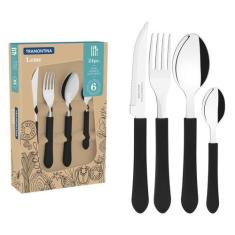 Faqueiro Inox 24Pc Leme Preto Tramontina, Preto