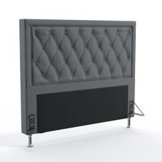 Cabeceira Estofada Decorativa para Cama Box Centaurus 160 para Cama Queen Suede Cinza Aradecor