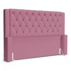 Cabeceira Cama Box Queen Size Atena 180cm Capitonê com Frame Suede Rosa - Desk Design