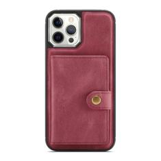 HAO RIYLN Capa carteira para iPhone 15 Pro Max/15 Pro/15 Plus/15, capa de carregamento sem fio de adsorção magnética de couro PU com suporte para cartão, vermelha, 15 Pro Max