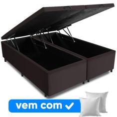 Cama Box Baú Queen Base 158x198cm Varias Cores + 2 Travesseiros FL - C