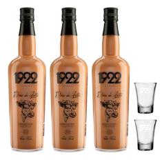 Licor de Doce de Leite 1922 700ml 3 Unidades + 2 Copos
