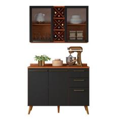 Armário de Cozinha Compacta 4 Portas 3 Gavetas Vidro Reflecta com Adeg