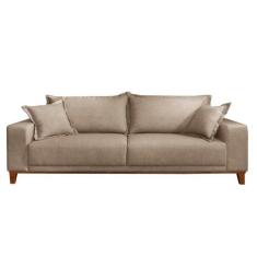 Sofá Fixo Argos 3 Lugares Luxo 2,20 M Castellar Móbile, Linho bege