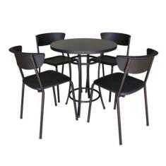 Kit Café Bar 1 Mesa e 4 Banquetas Linha Smart Preto - Design Office Mó