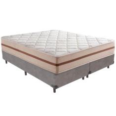 Cama Box Cinza E Colchão Classic 26 Cm Molas Ensacadas Queen Anjos