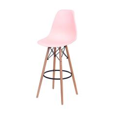 Banqueta Boxbit Dkr Eames Polipropileno Salmão Base Madeira