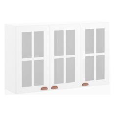 Armário Aéreo 120cm 3 Portas com Vidro Janelinha Cristal Luciane Móveis