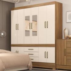 Guarda Roupa Casal 10 Portas Com Espelho e 3 Gavetas New Murano - Demó